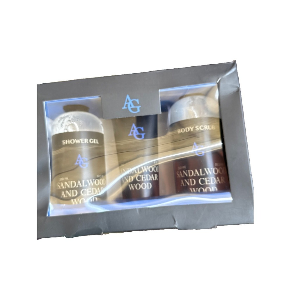 AG Sandalwood & Cedar Wood Toiletries Set - Shower Gel & Body Scrub‎ 10.3 oz
